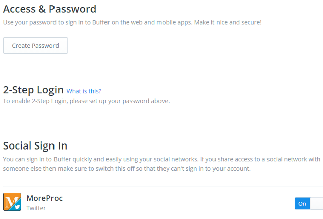 Create password and enable social sign-in in Buffer Create password and enable social sign-in in Buffer