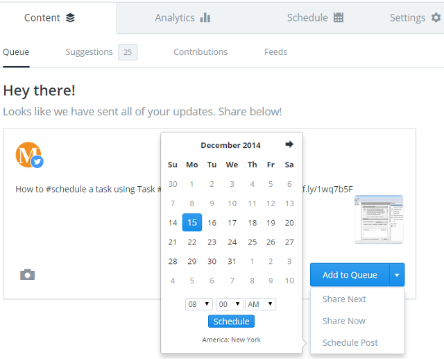 Schedule a tweet or a message in social networks Schedule a tweet or a message in social networks