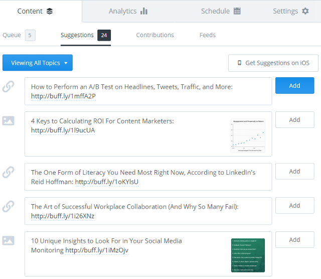 Schedule suggestions in Buffer Schedule suggestions in Buffer