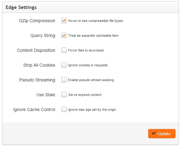 Edge Settings in MaxCDN