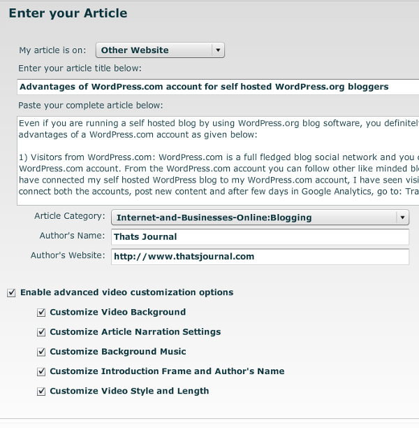 How to convert an article, blog, text to a voice over custom video