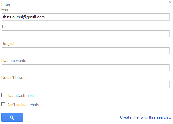 Create Filter with this search in Gmail