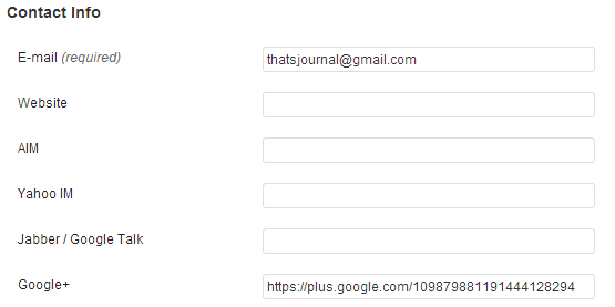 Add Google+ profile URL under Contact info section
