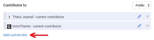 Click on Add custom link under Contributor to section