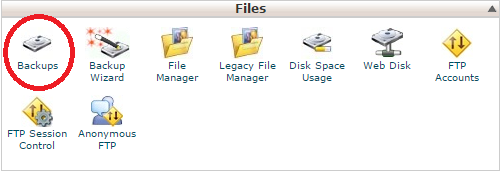 Click on Backups under Files in cPanel