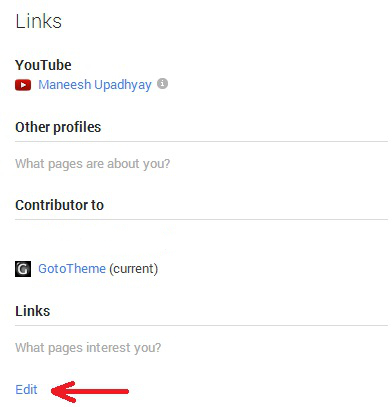 Click on Edit under links in Google+ About page