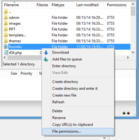 Right click on the file, folder and click on File Permissions in FileZilla