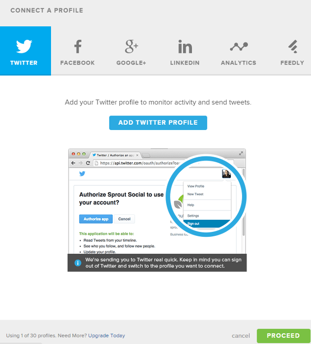 Add a social media account in Sprout Social