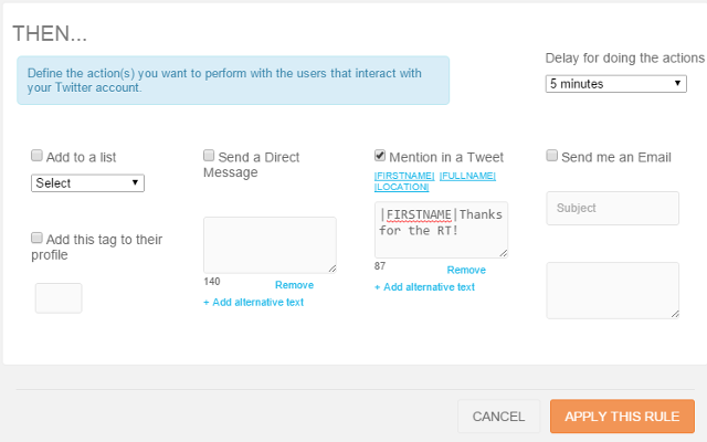 Add an action for automation tool in SocialBro Add an action for automation tool in SocialBro
