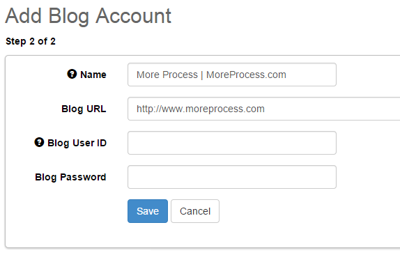 Add blog account in SocialOomph