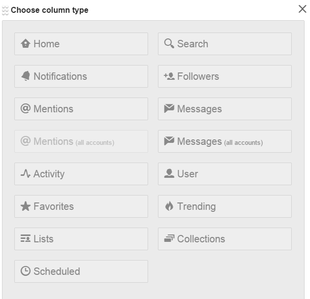 Add columns in your TweetDeck dashboard
