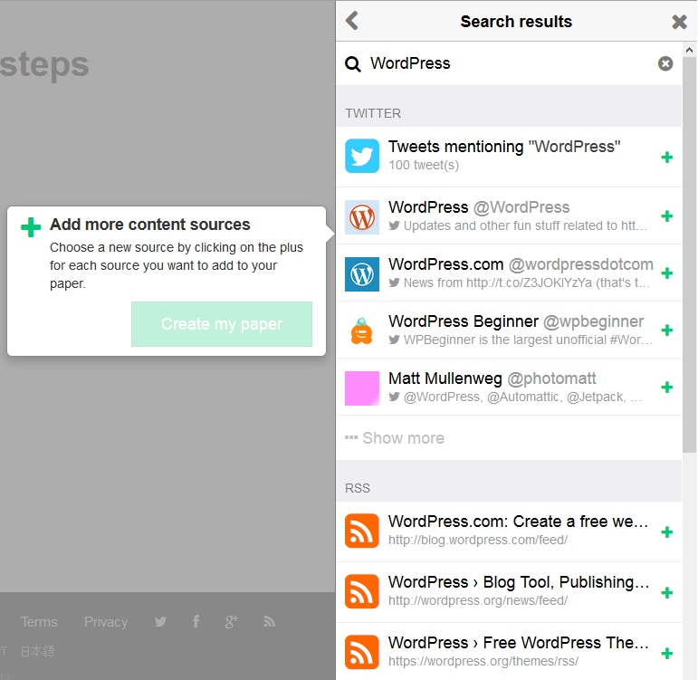 Add content sources for your paper in Paper.li Add content sources for your paper in Paper.li