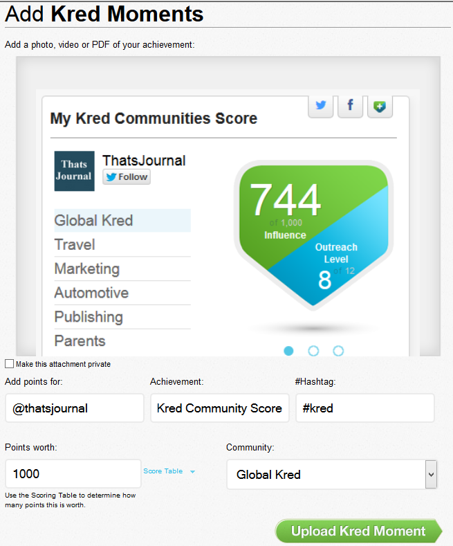 Add image file, video or a PDf document in Kred