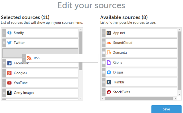 Add social networks in Storify
