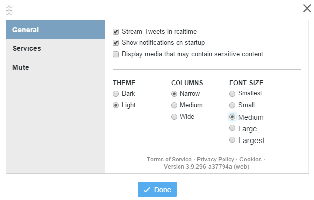 Change TweetDeck account settings