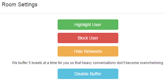 Change chat room settings in TweetChat
