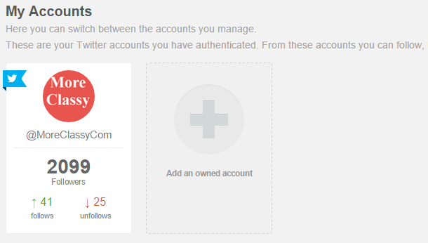 Click on Account under My Accounts in SocialBro Click on Account under My Accounts in SocialBro