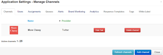Click on Add Channel to add social media accounts Click on Add Channel to add social media accounts