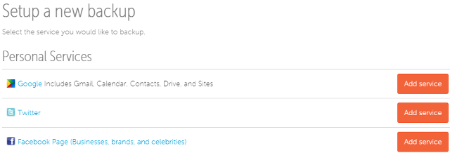 Click on Add Service button in Backupify
