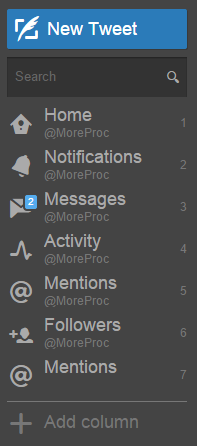 Click on Add column in TweetDeck