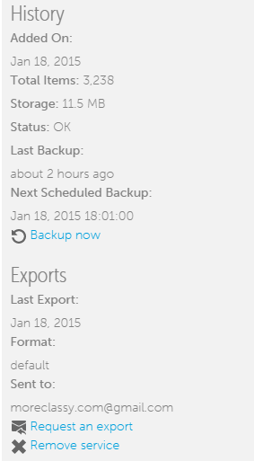 Click on Backup now button under History in Backupify