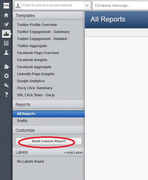 Click on Build Custom Report in HootSuite Click on Build Custom Report in HootSuite