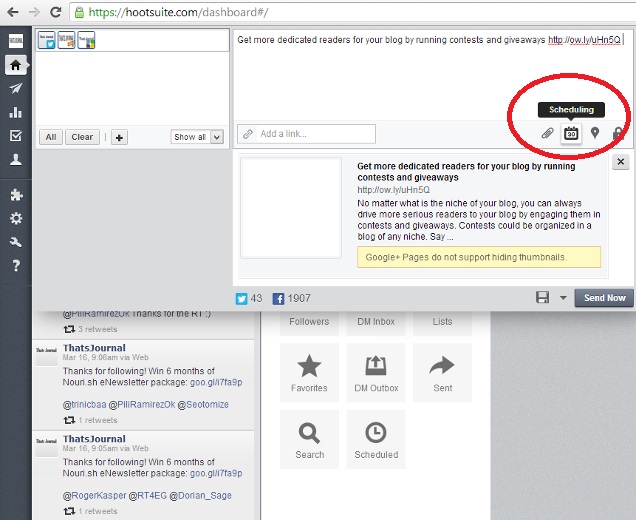 Click on Scheduling in HootSuite