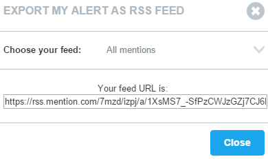 Create RSS feed URL for alerts in Mention
