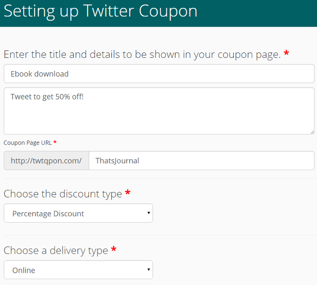 Create Twitter, tweet coupons using TwtQpon