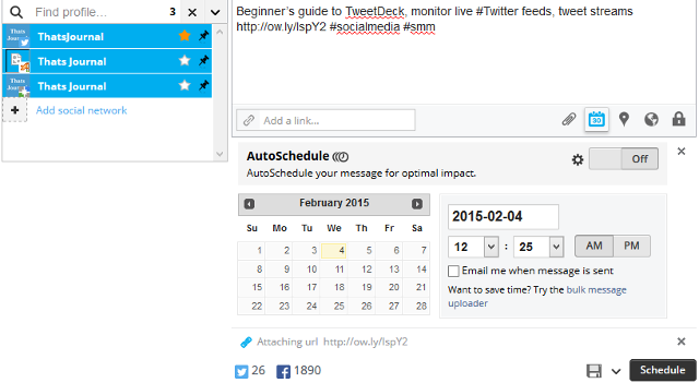 Create and schedule a message in HootSuite
