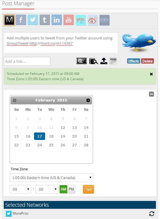 Create and schedule a post in MavSocial