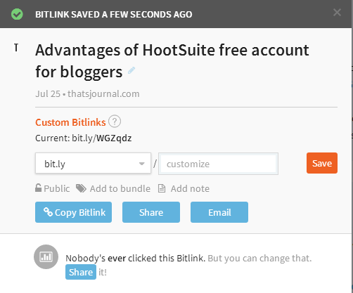Create short URL in Bitly