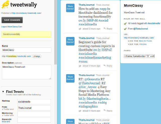 Create tweet wall, organize tweets by hashtag using TweetWally