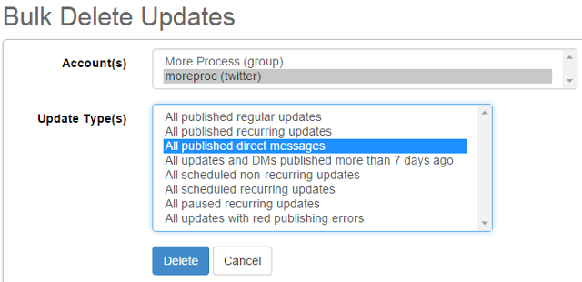 Delete posts in bulk in SocialOomph