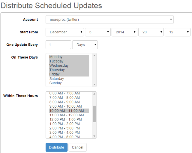Distribute scheduled posts in SocialOomph