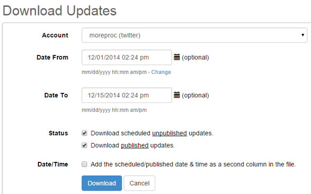 Download posts in SocialOomph