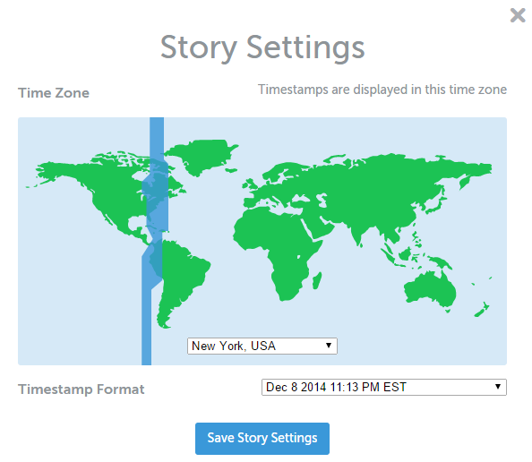 Edit Timezone settings in Storify