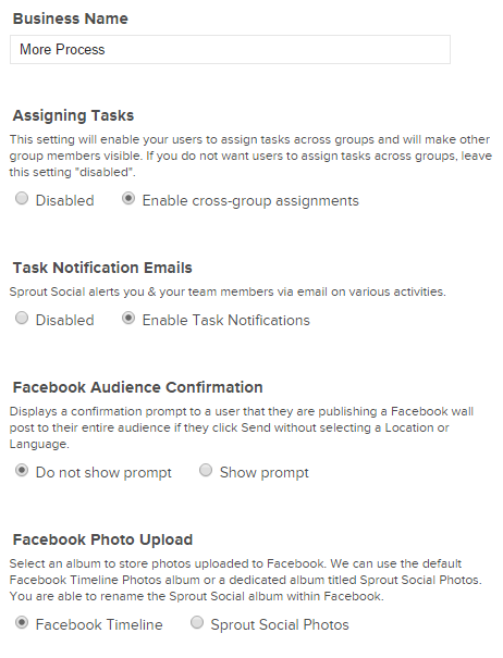 Edit business settings in Sprout Social