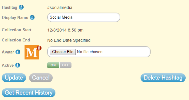 Edit hashtag name and logo in Hashtracking