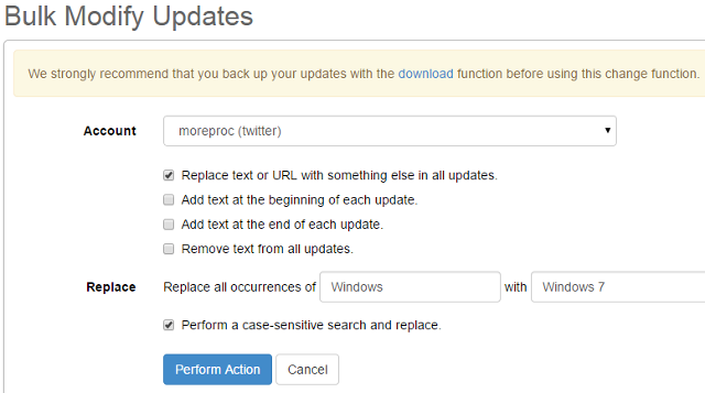 Edit posts in bulk in SocialOomph