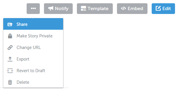 Edit published story and other options in Storify