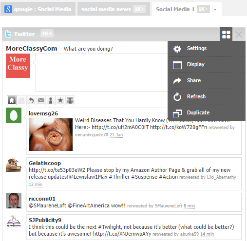 Edit widget settings in NetVibes Edit widget settings in NetVibes