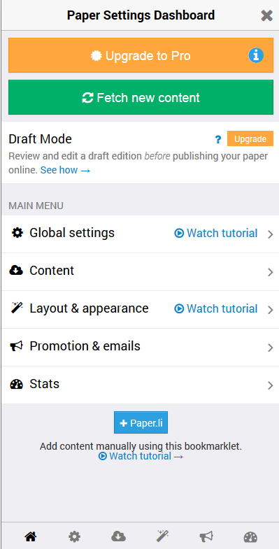 Fetch new content in paper.li Fetch new content in paper.li