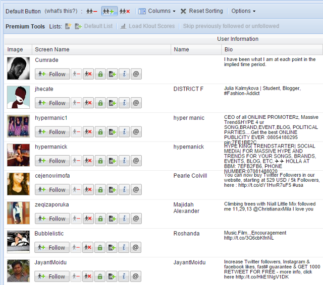 Find Twitter members whom you are not following in Tweepi
