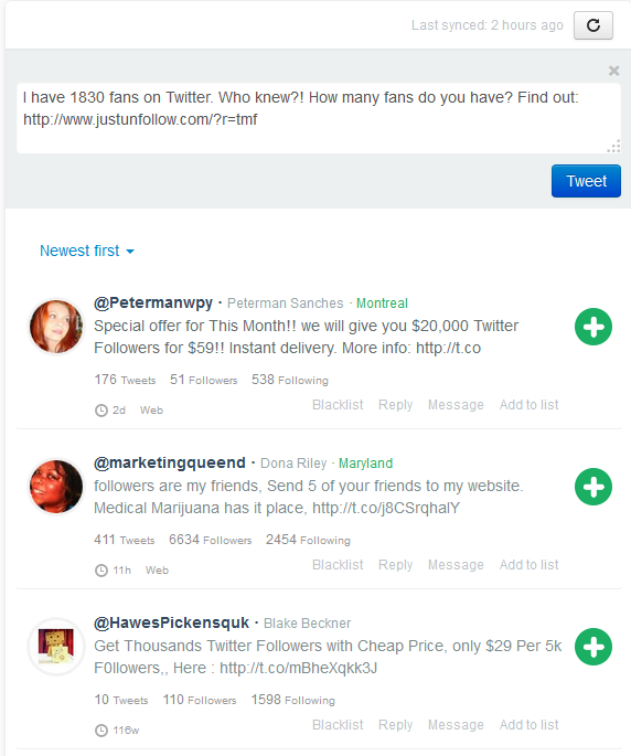 Find members whom you don't follow back in JustUnfollow
