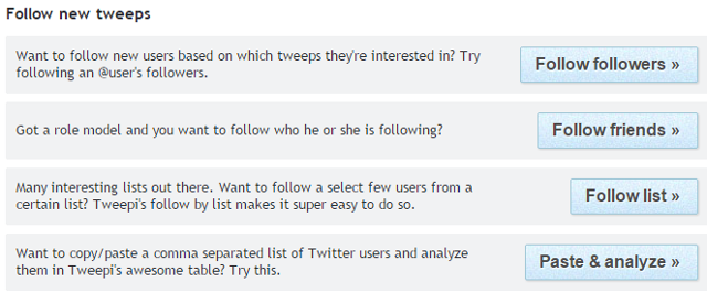 Follow new tweeps in Tweepi