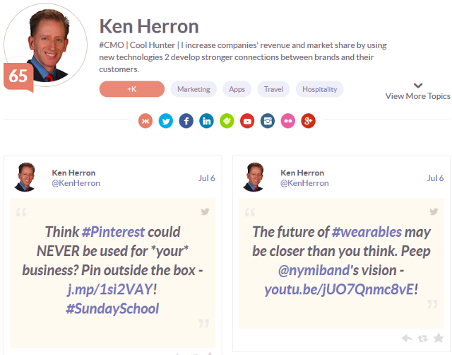 Give +K to a member in Klout