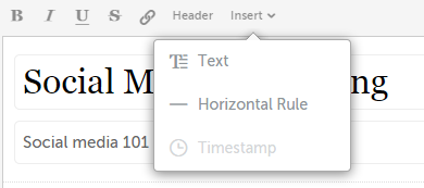 Insert text, line, timestamp in Storify