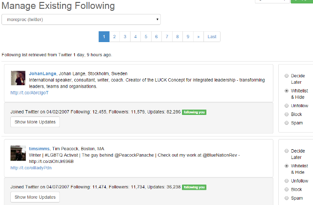Manage members you are following in SocialOomph