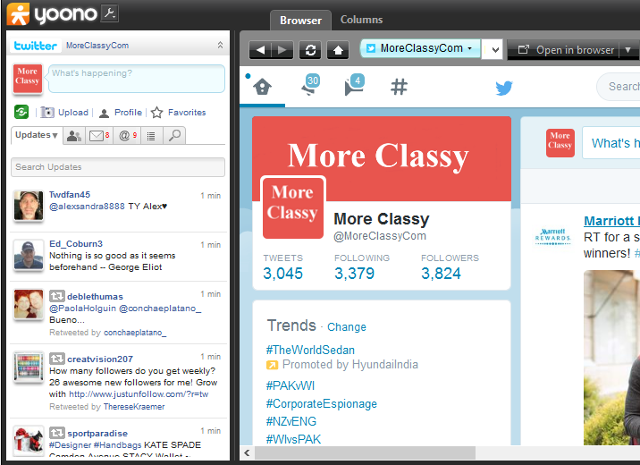 Manage social media accounts from Yoono desktop app